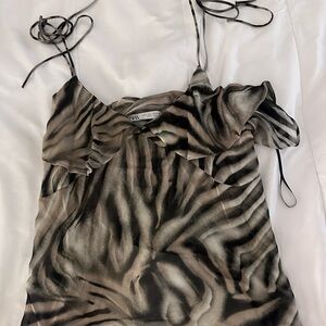 Zara Black and Gray Zebra Print Camisole